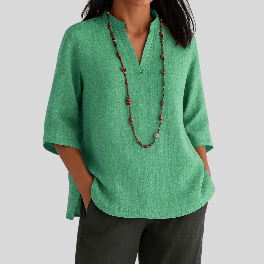 Dinant Linen-Blend Blouse
