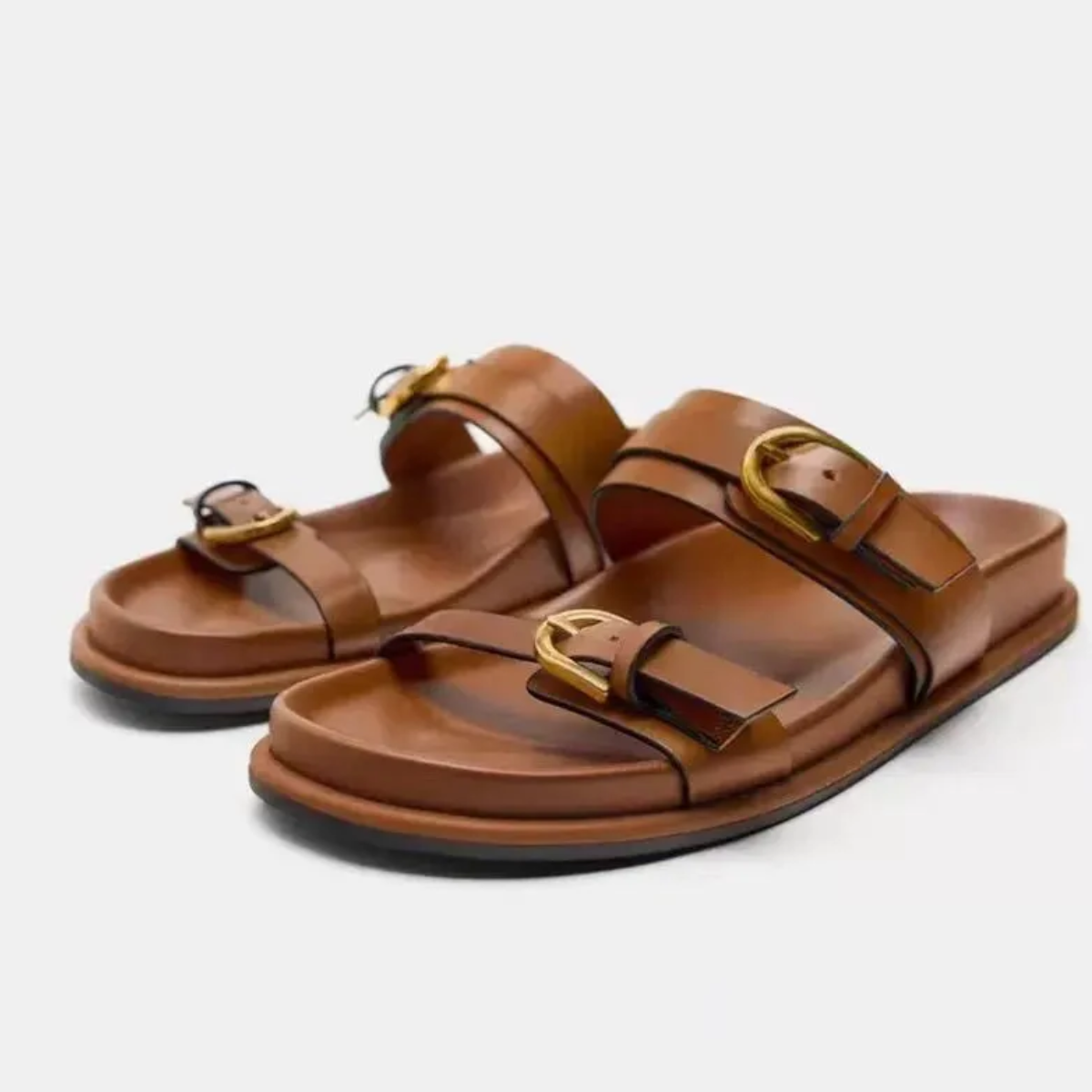 Ixora Buckled Leather Slides