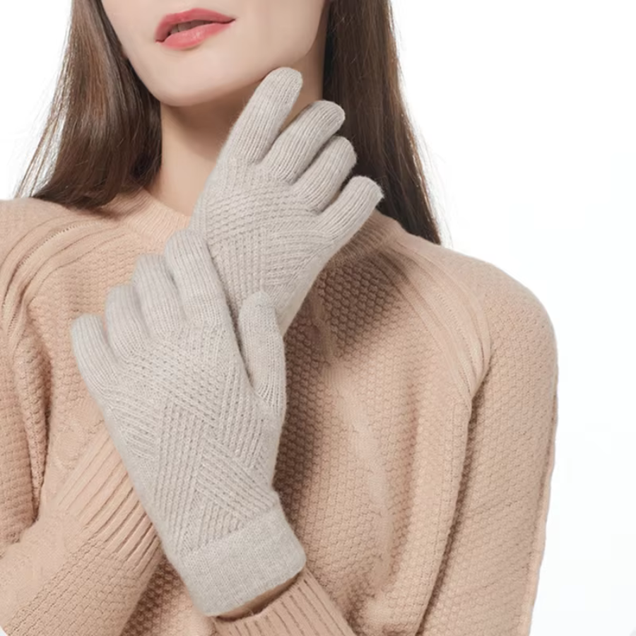 Plumeria Knit Cashmere Gloves