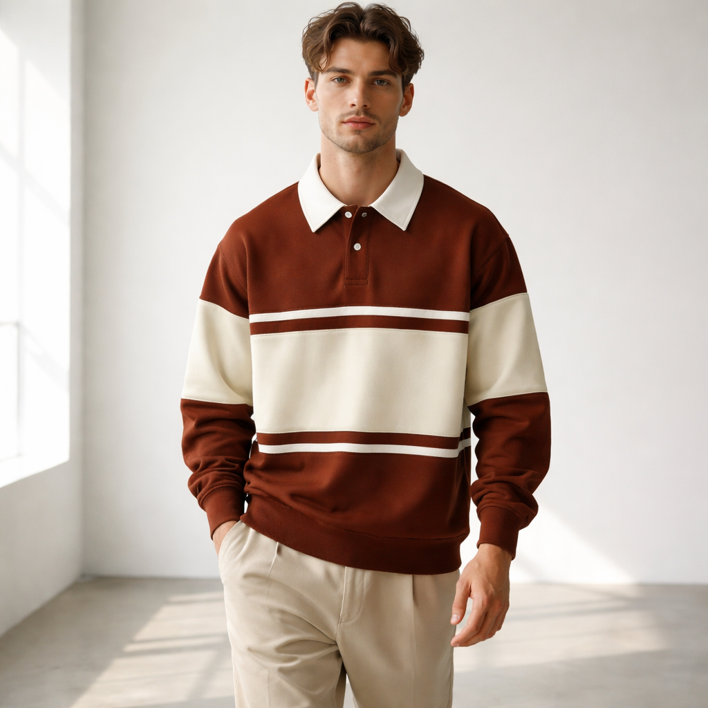 Corfe Striped Long-Sleeve Polo