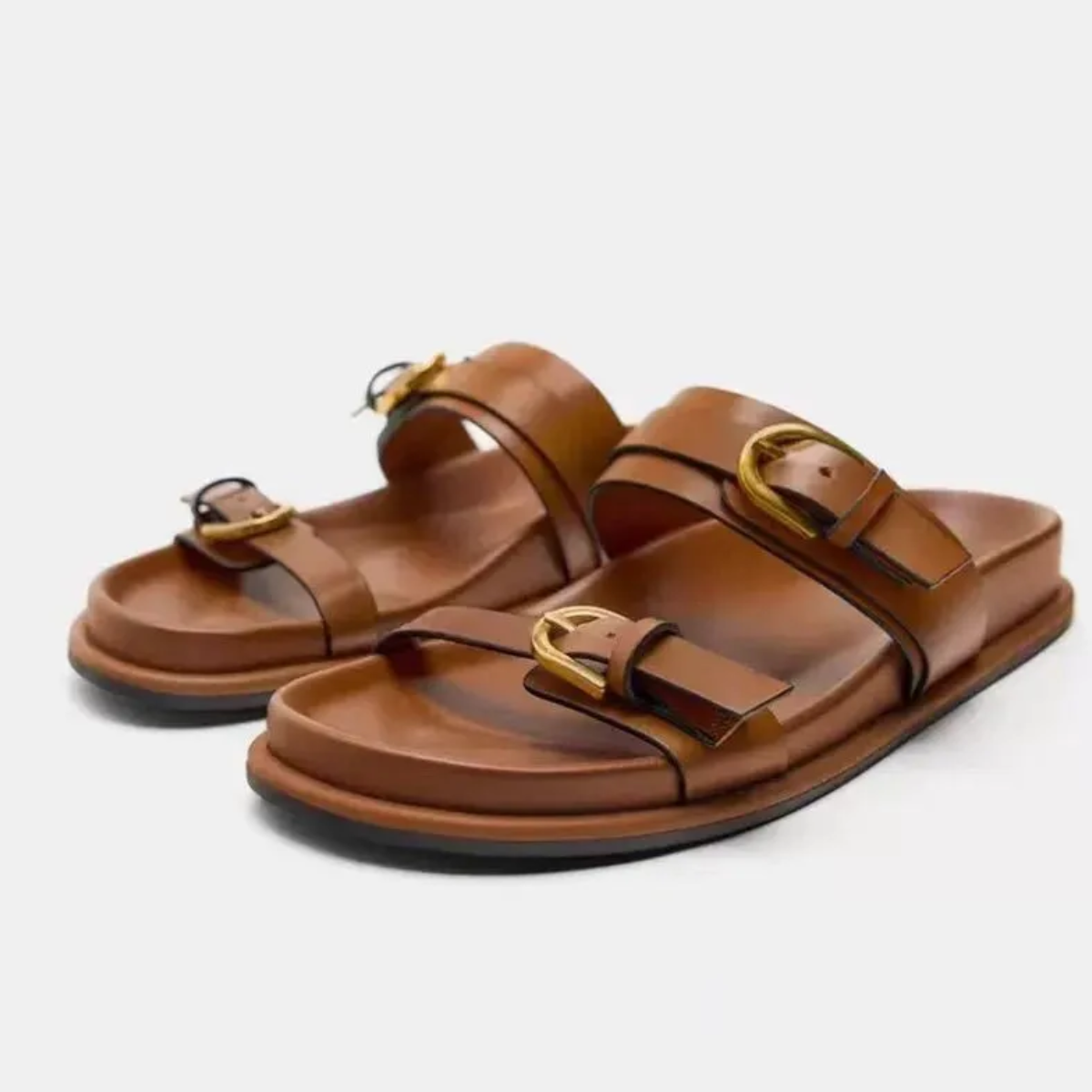 Ixora Buckled Leather Slides