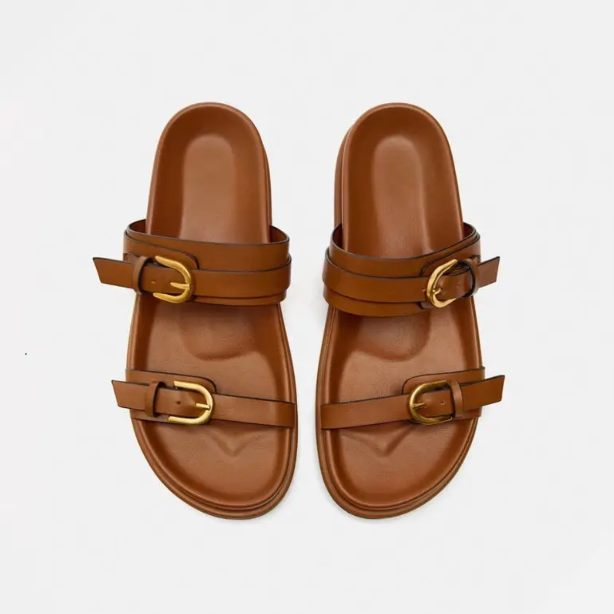 Ixora Buckled Leather Slides
