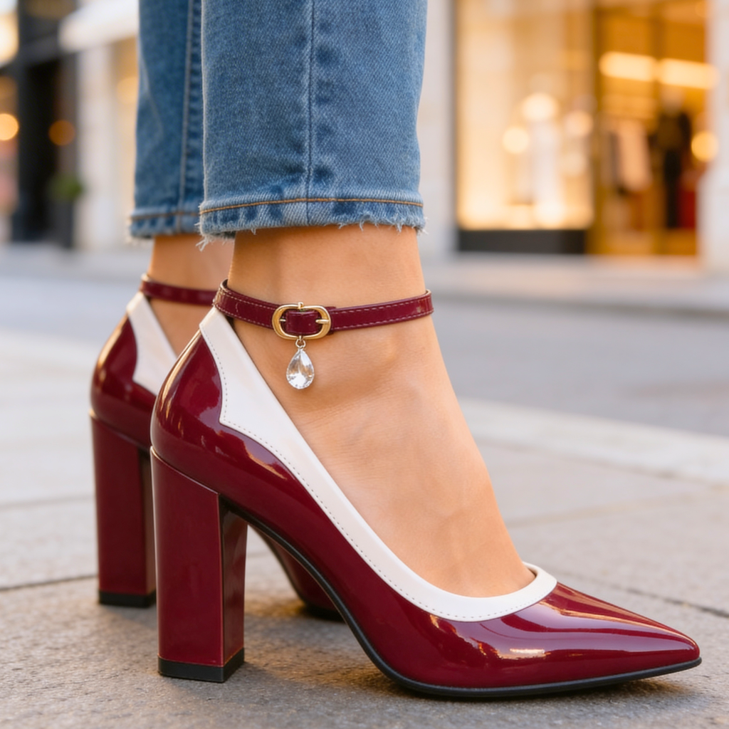 St Claire Crystal-Charm Block Heels