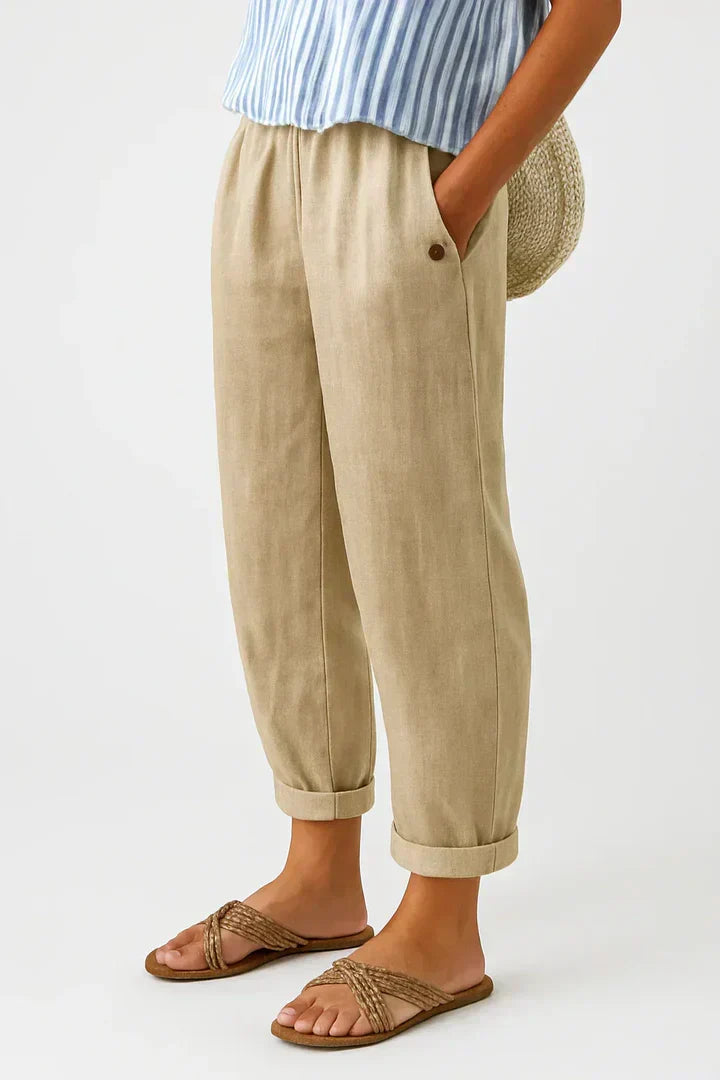 Apostles Cotton Linen Straight-Leg Trousers