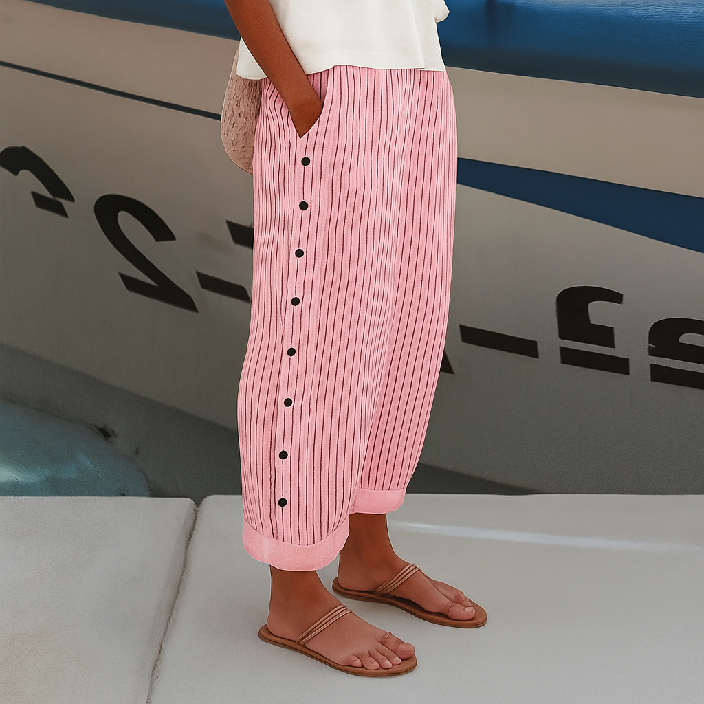 Lily Button-Side Striped Pants