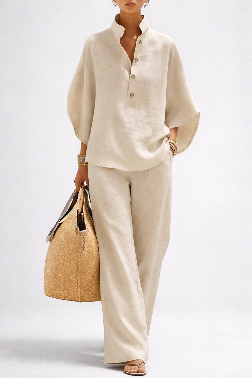 St Lucia Wide-Leg Linen 2-Piece Set