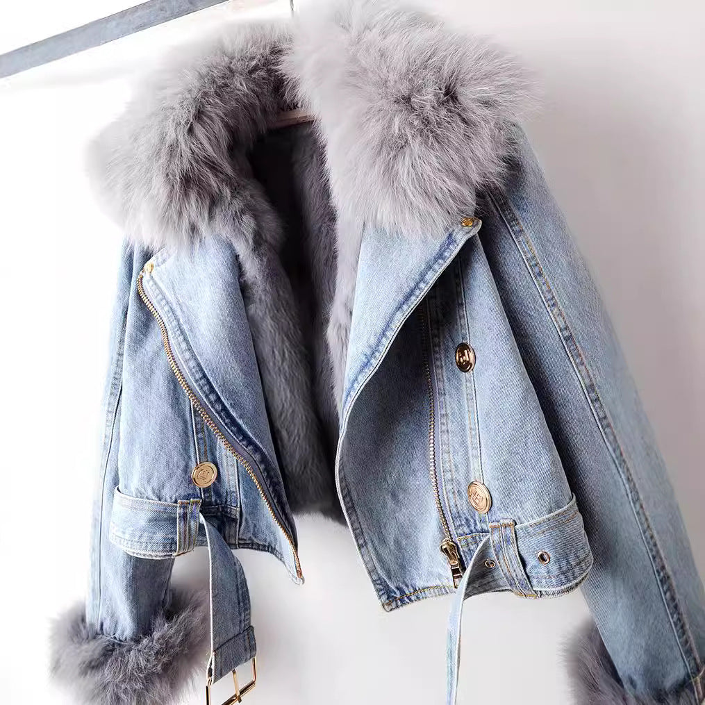 Courchevel Faux-Fur Denim Jacket