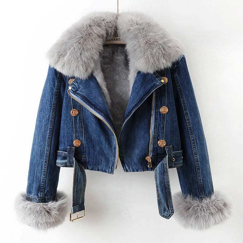 Courchevel Faux-Fur Denim Jacket