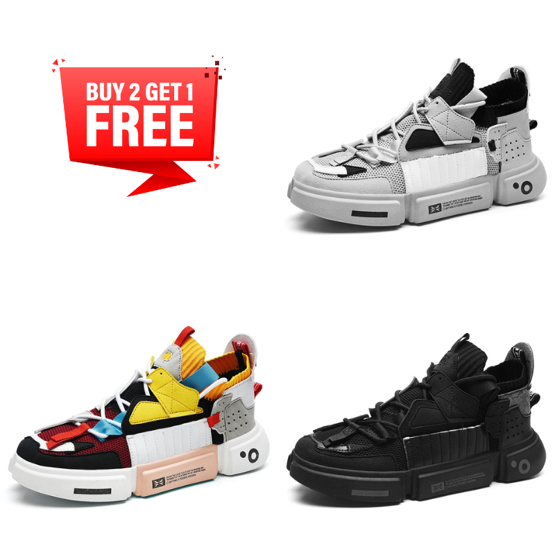 Obsidian-Shift Patchwork Sneakers