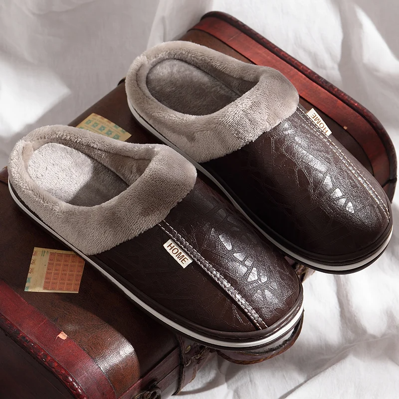 Carmel Fleece-Lined Leather Mule Slippers