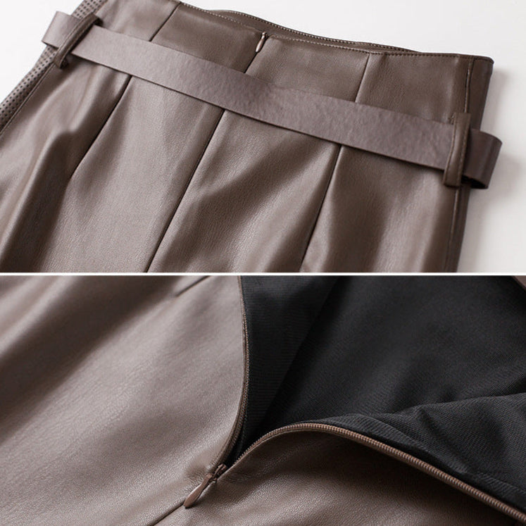 Bexley Asymmetric Leather Skirt