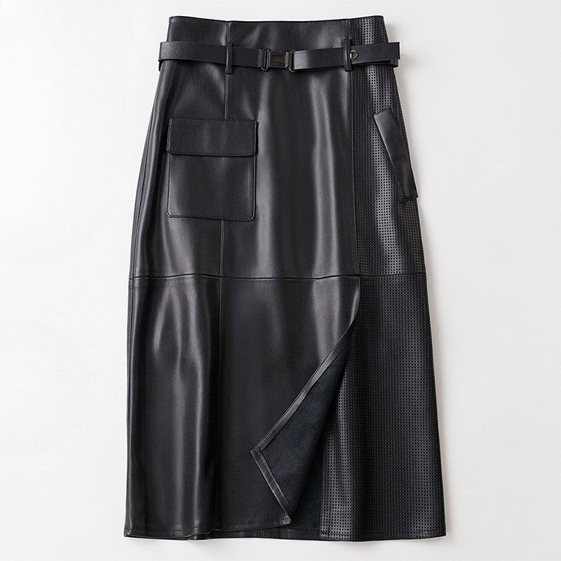Bexley Asymmetric Leather Skirt