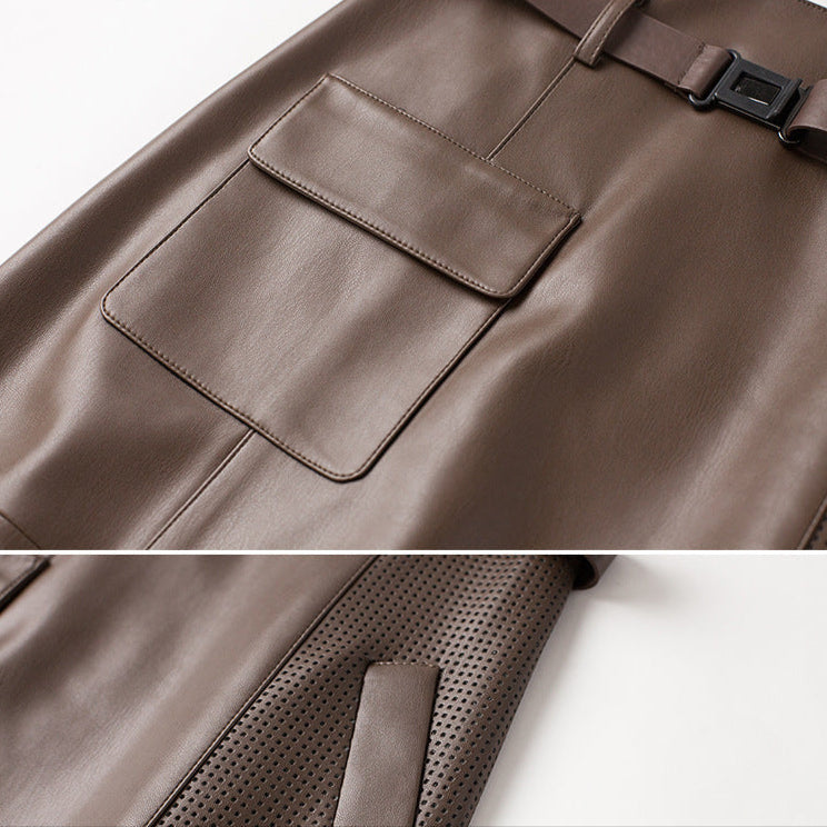 Bexley Asymmetric Leather Skirt