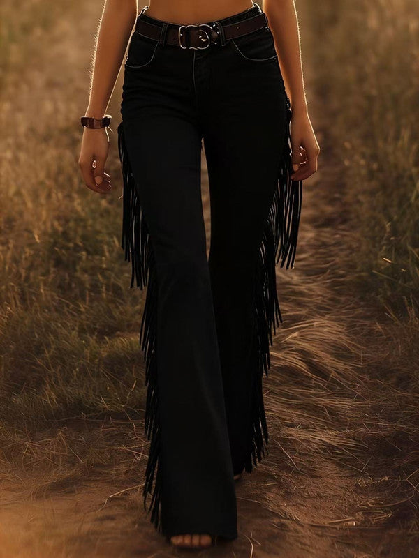 Calliope Fringe Flare Jeans