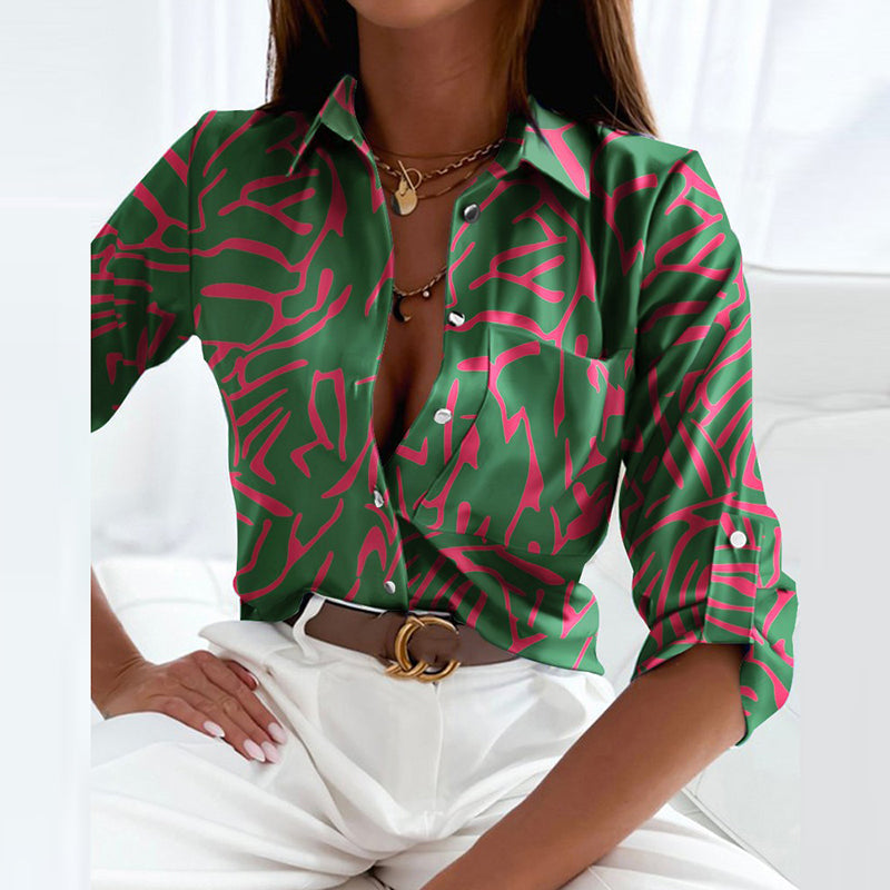 Corsica Printed Button-Down Blouse
