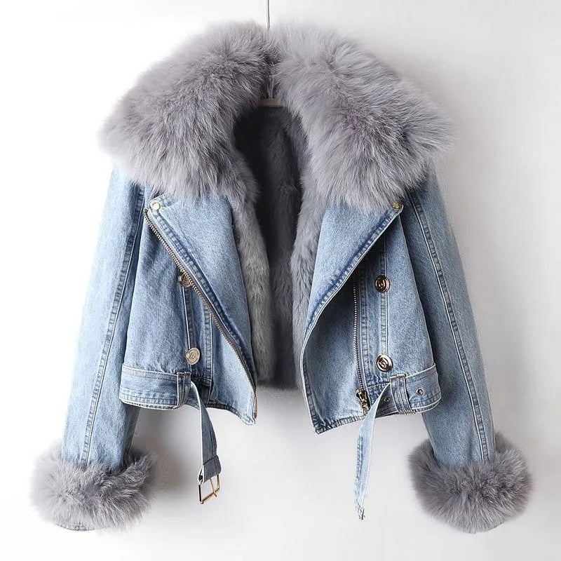 Courchevel Faux-Fur Denim Jacket