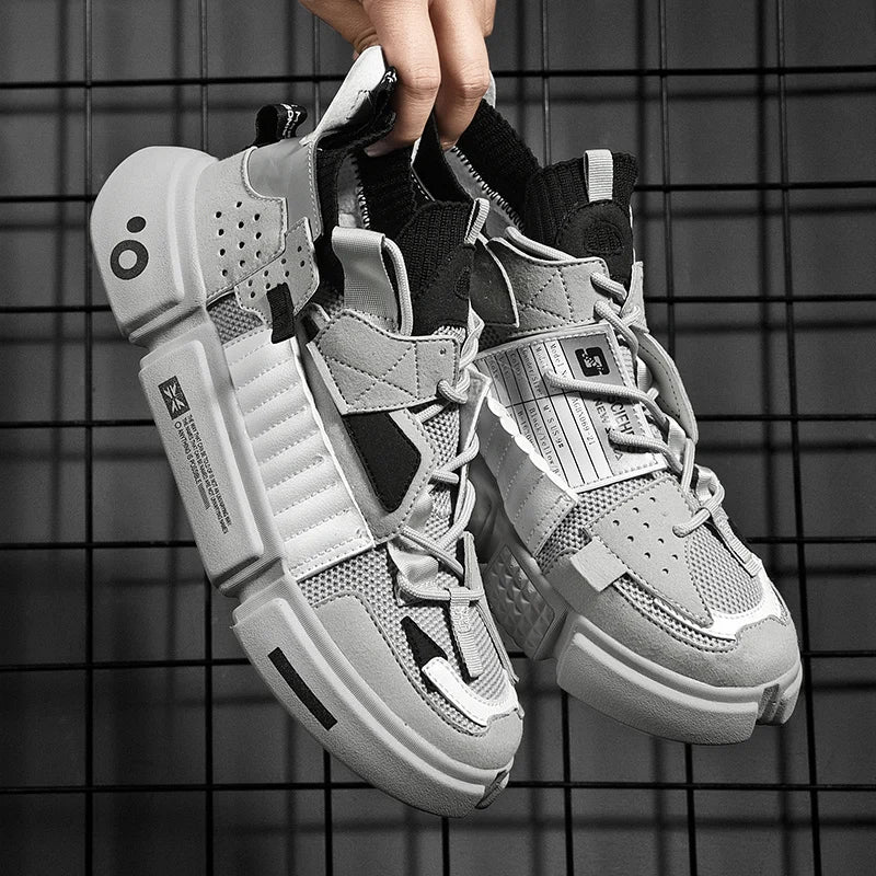 Obsidian-Shift Patchwork Sneakers