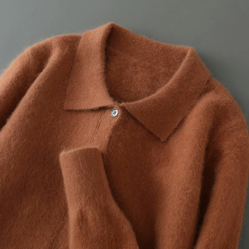 Pilatus Fluffy Cashmere Collared Cardigan