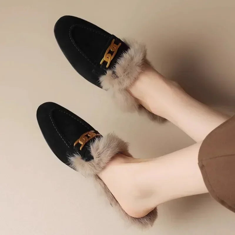 Georgia Faux-Fur Suede Mules