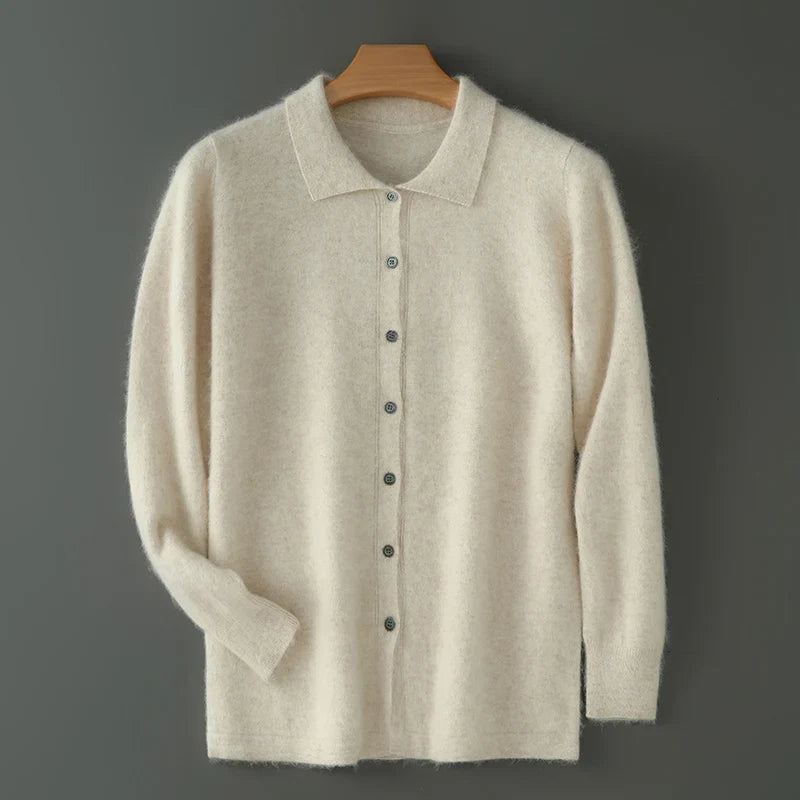 Pilatus Fluffy Cashmere Collared Cardigan