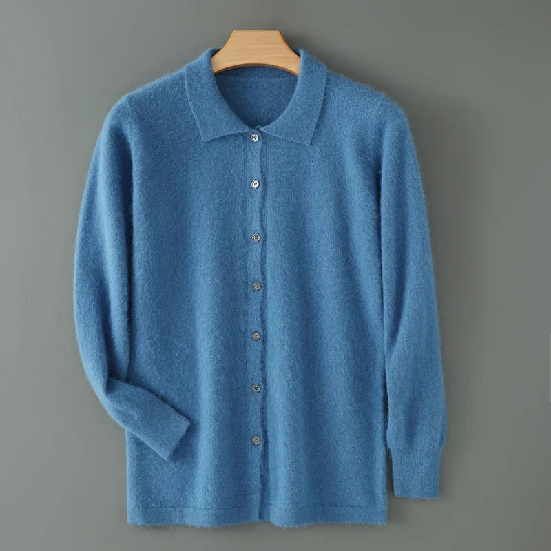 Pilatus Fluffy Cashmere Collared Cardigan