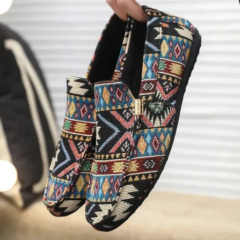 Tulum Patterned Canvas Loafers