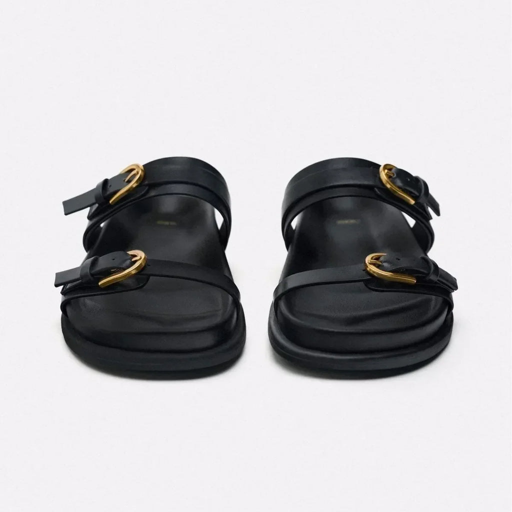 Ixora Buckled Leather Slides