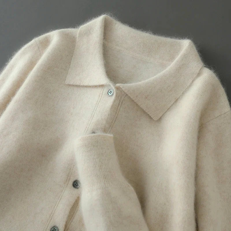 Pilatus Fluffy Cashmere Collared Cardigan