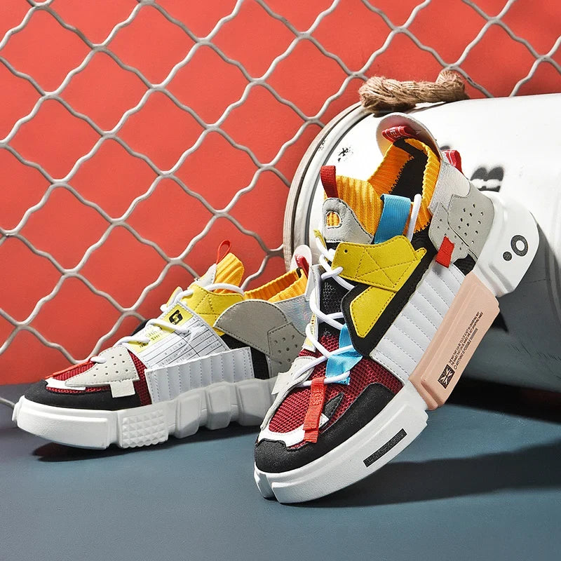 Obsidian-Shift Patchwork Sneakers
