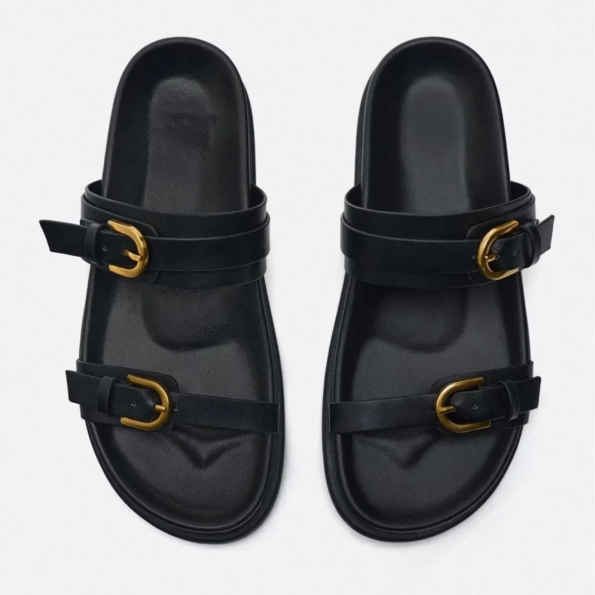 Ixora Buckled Leather Slides
