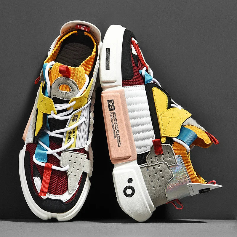 Obsidian-Shift Patchwork Sneakers