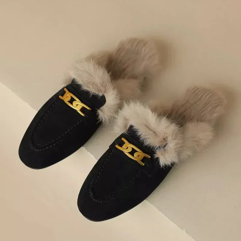 Georgia Faux-Fur Suede Mules