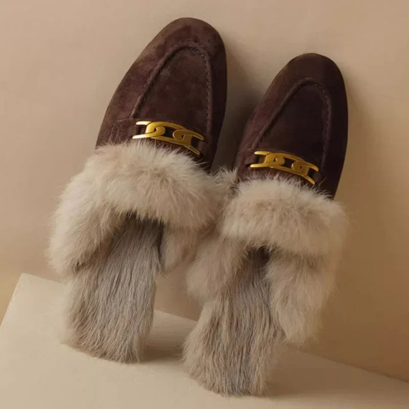 Georgia Faux-Fur Suede Mules