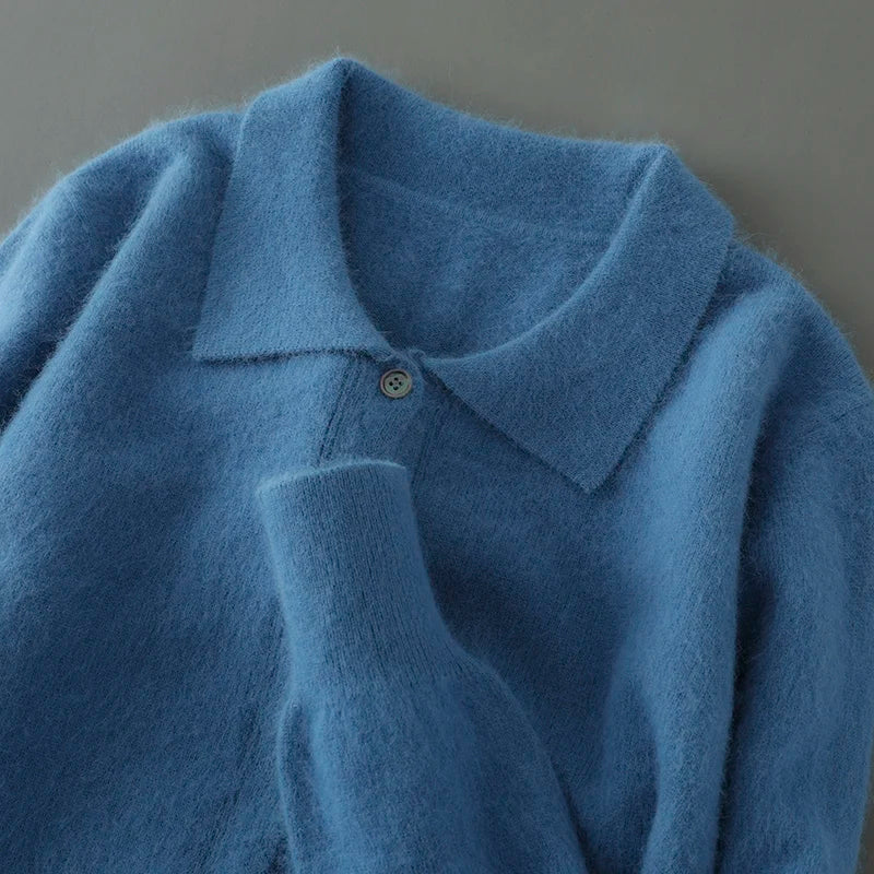 Pilatus Fluffy Cashmere Collared Cardigan