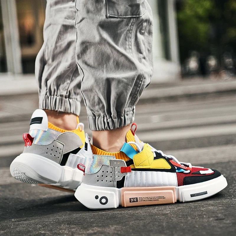 Obsidian-Shift Patchwork Sneakers