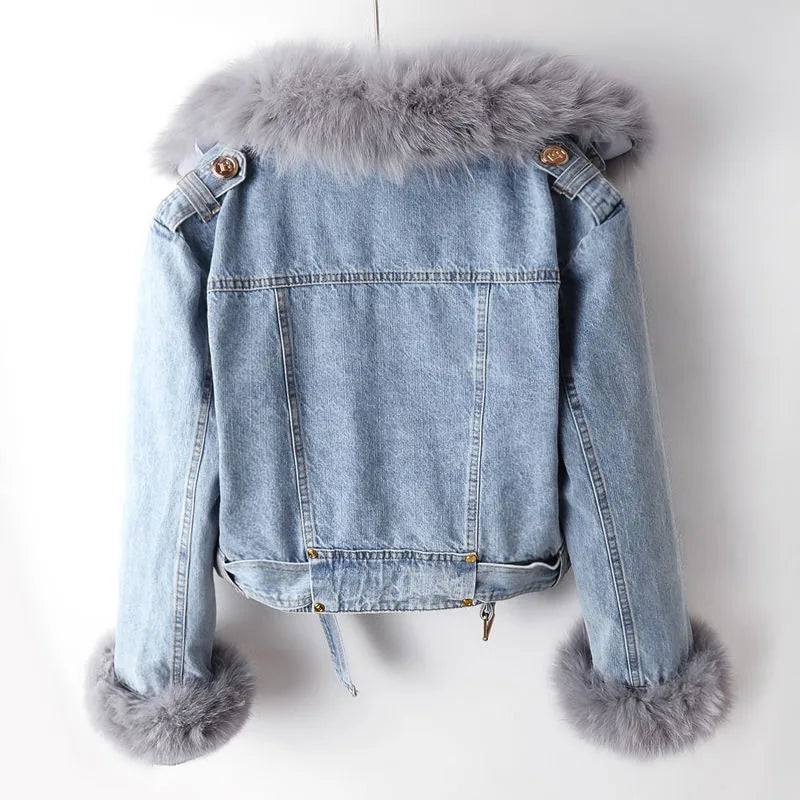 Courchevel Faux-Fur Denim Jacket