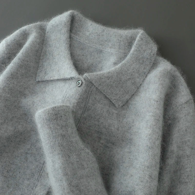 Pilatus Fluffy Cashmere Collared Cardigan