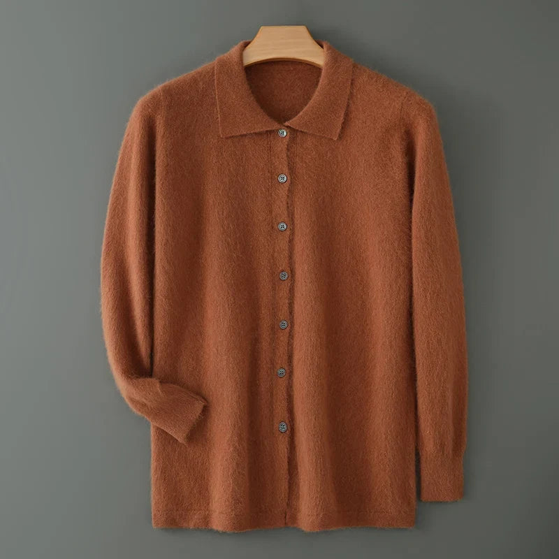 Pilatus Fluffy Cashmere Collared Cardigan