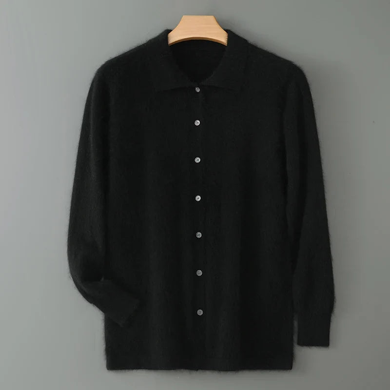 Pilatus Fluffy Cashmere Collared Cardigan