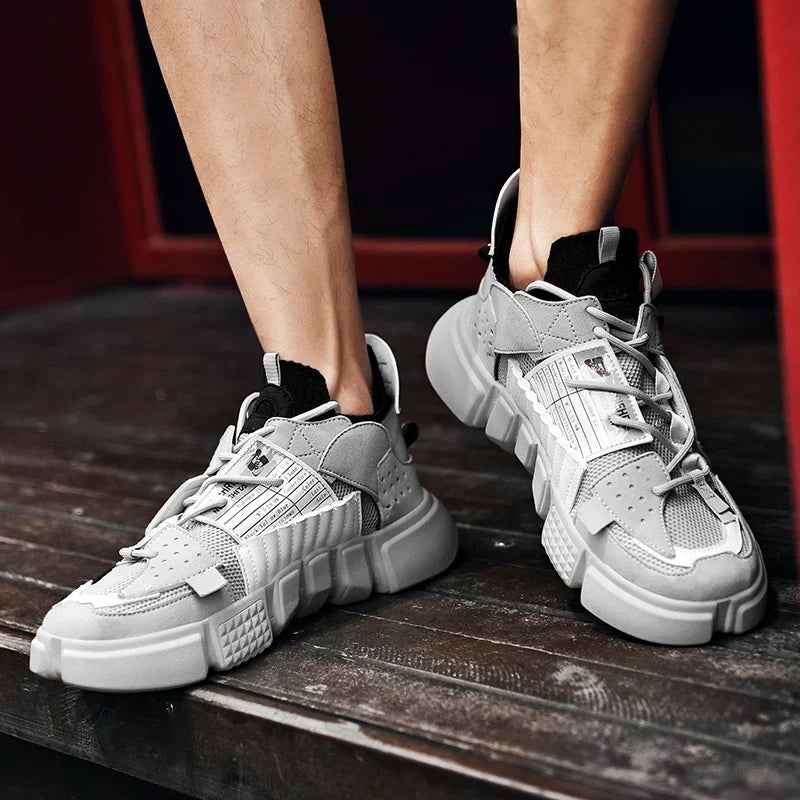Obsidian-Shift Patchwork Sneakers