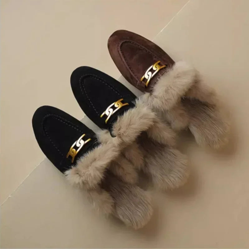 Georgia Faux-Fur Suede Mules
