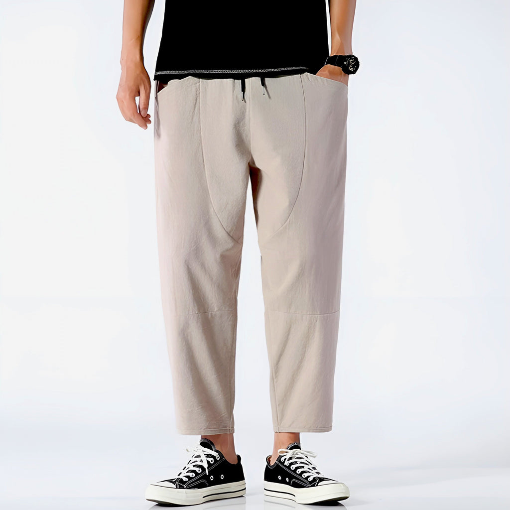 Marfa Cropped Linen-Cotton Trousers
