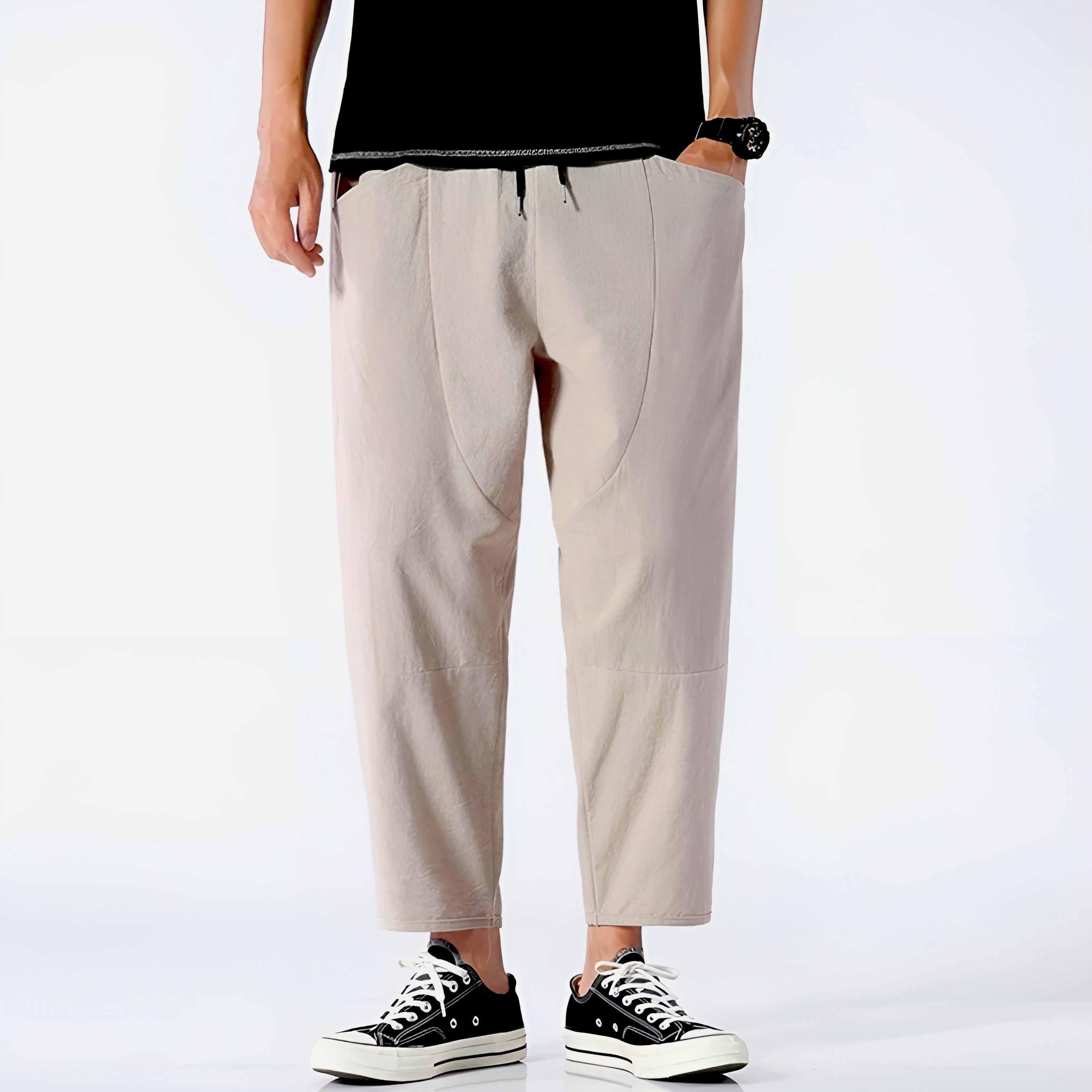 Marfa Cropped Linen-Cotton Trousers