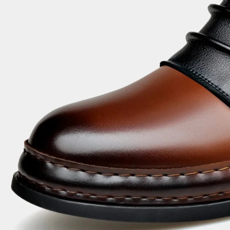 Gladstone Buckle Leather Ankle Boots