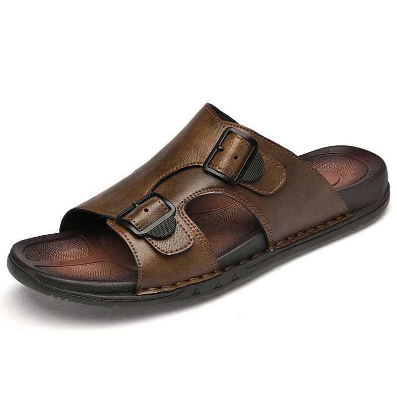 Majorca Dual-Strap Leather Sandals