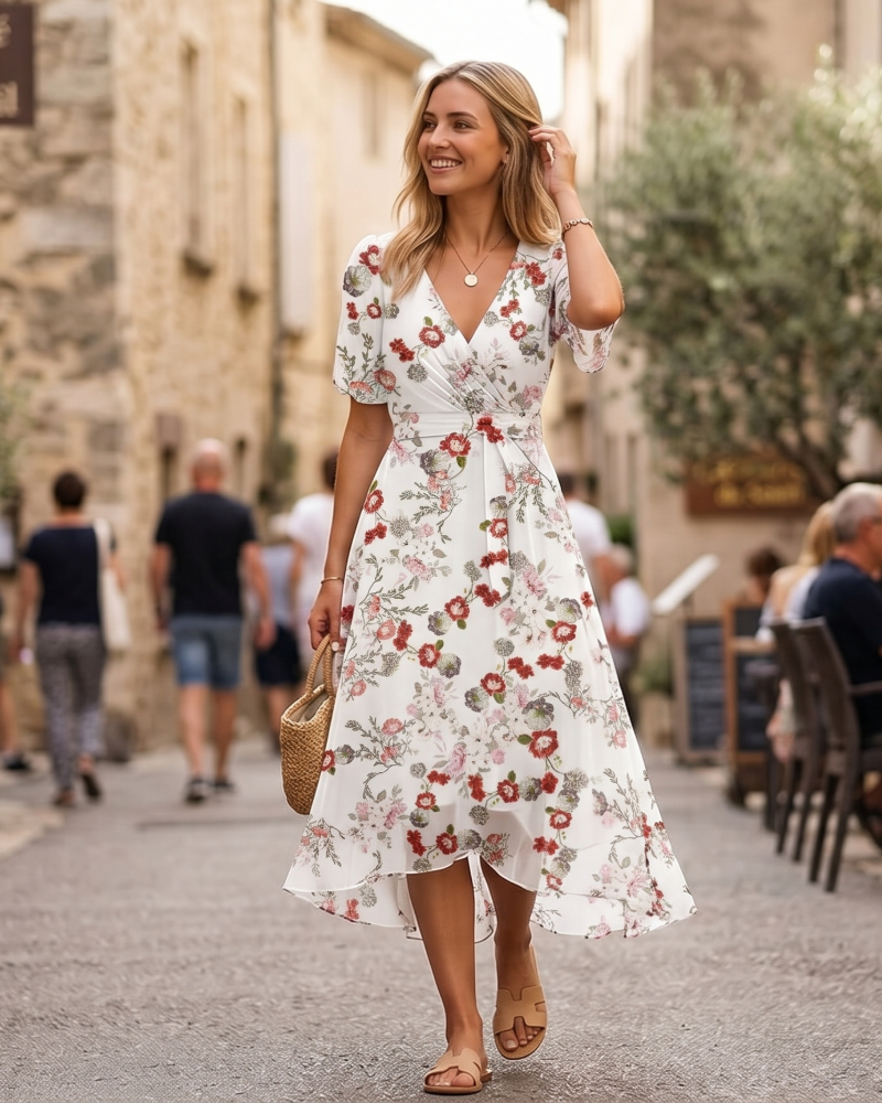 Rosamund Floral Wrap Midi Dress