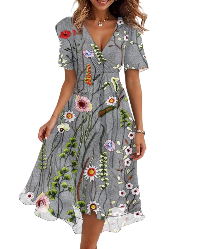 Rosamund Floral Wrap Midi Dress
