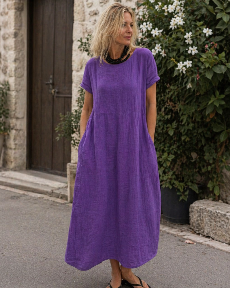 Santorini Linen-Blend Maxi Dress