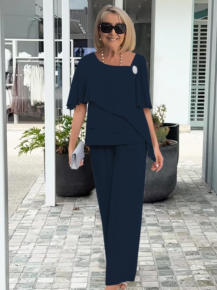 Evadne Chiffon Cape Pant Set