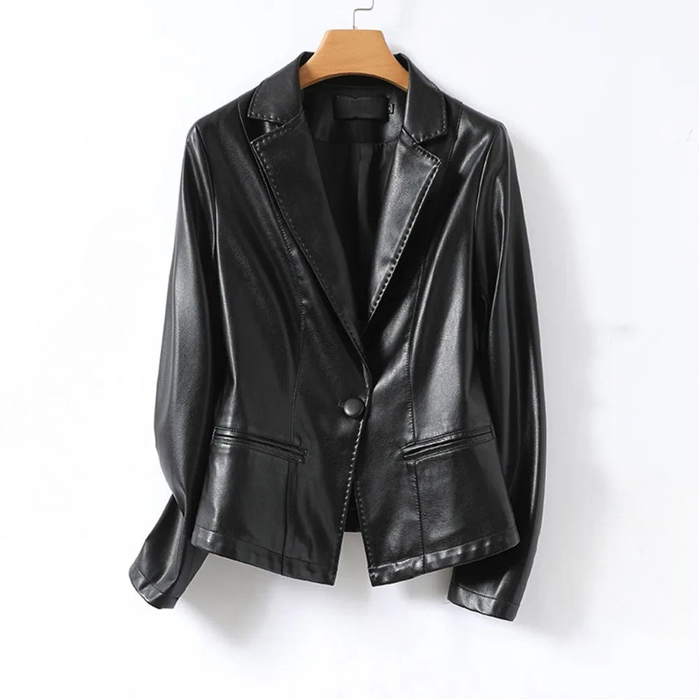 Evander Sculpted Leather Blazer